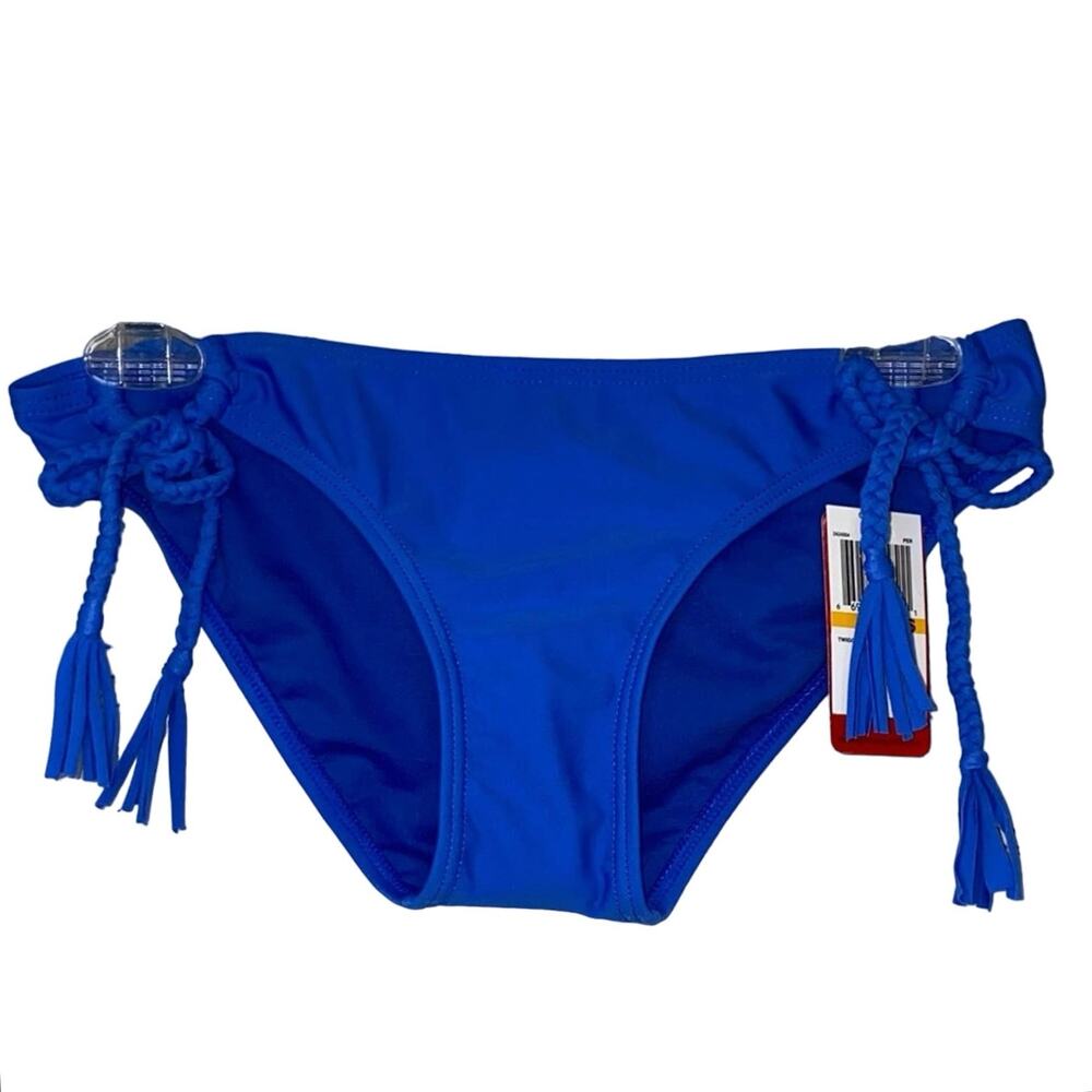 NWT Gossip Bikini Bottom Small | Blue Braided Tie Side Tassel Swim Bottom